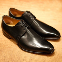 Handmade Bespoke Men Black Ankle Slip on Leather Shoes - Thumbnail 4