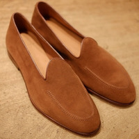 New Bespoke Men Tan Ankle Slip on Leather Shoes - Thumbnail 4