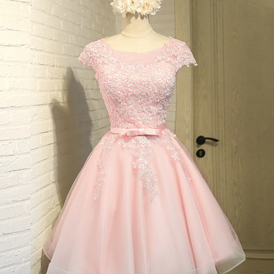 Cute lace short prom dress homecoming dress - Thumbnail 4