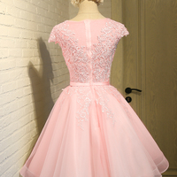 Cute lace short prom dress homecoming dress - Thumbnail 4