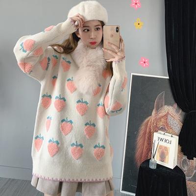 Strawberry peach knitted casual pullover 