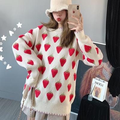 Strawberry peach knitted casual pullover 