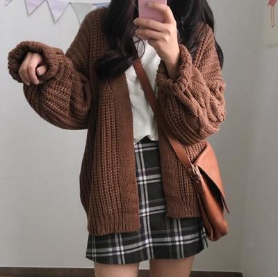 Retro Front Open Knitted Cardigan