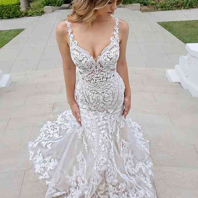 Mermaid wedding dresses bridal gown with appliques - Thumbnail 3