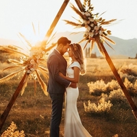 Simple Short Sleeves Satin Wedding Dresses Mermaid Bridal Gowns - Thumbnail 2