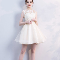 Cute lace short A line prom dress cocktail dress - Thumbnail 1