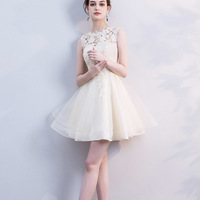 Cute lace short A line prom dress cocktail dress - Thumbnail 2
