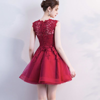 Cute lace short A line prom dress cocktail dress - Thumbnail 6