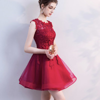 Cute lace short A line prom dress cocktail dress - Thumbnail 5