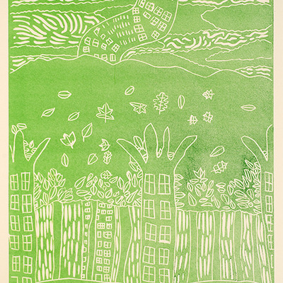 Large monoprint: the treehouse c