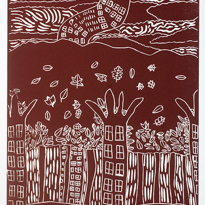 Large monoprint: the treehouse g