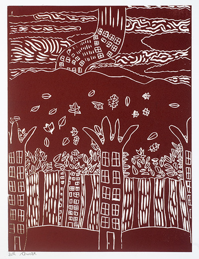 Large Monoprint: The Treehouse H