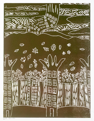 Large Monoprint: The Treehouse J