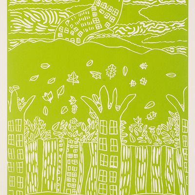 Large monoprint: the treehouse k