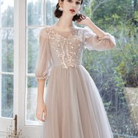 Elegant  lace long A line prom dress evening dress - Thumbnail 1