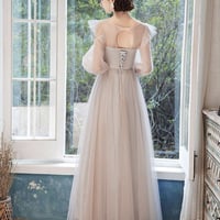 Elegant  lace long A line prom dress evening dress - Thumbnail 2