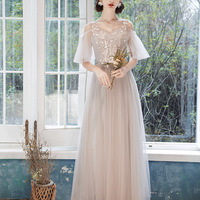 Elegant  lace long A line prom dress evening dress - Thumbnail 3