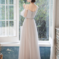 Elegant  lace long A line prom dress evening dress - Thumbnail 4