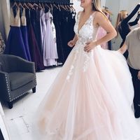 Charming A-Line Yellow tulle lace long prom dress yellow formal dress - Thumbnail 2