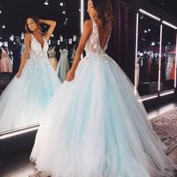 Charming A-Line Yellow tulle lace long prom dress yellow formal dress - Thumbnail 3