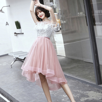 Unique tulle sequins prom dress high low evening dress - Thumbnail 1
