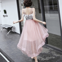 Unique tulle sequins prom dress high low evening dress - Thumbnail 4