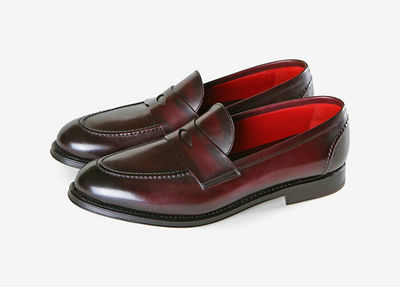 men's Ox Blood Leather Patina Handmade Penny loafers custom loafers for men