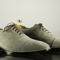 Handmade Men's Casual Shoes, Men's Gray Suede Double Monk Strap CapToe Shoes - Thumbnail 1