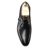 Men’s Handmade Wingtip Black Color Leather Shoes, Men Monk Strap Leather Shoes - Thumbnail 1