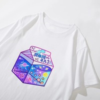 Cute Japanese Galaxy Milk Carton Print Graphic Casual Short Sleeve Shirt Tee T-shirt E-Girl Kawaii Korean Japanese Harajuku Retro Streetwear Aesthetic - Thumbnail 3