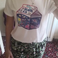 Cute Japanese Galaxy Milk Carton Print Graphic Casual Short Sleeve Shirt Tee T-shirt E-Girl Kawaii Korean Japanese Harajuku Retro Streetwear Aesthetic - Thumbnail 7