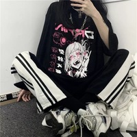 Cute Japanese Girl Punk Goth Print Graphic Casual Short Sleeve Shirt Tee T-shirt E-Girl Kawaii Korean Japanese Harajuku Retro Streetwear Aesthetic - Thumbnail 2