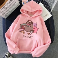 Cute Cat Game Pink Oversized Cartoon Print Casual Sweatshirt Hoodie Pullover E-Girl Kawaii Korean Japanese Harajuku Retro Streetwear Aesthetic - Thumbnail 2
