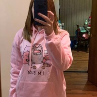 Cute Cat Game Pink Oversized Cartoon Print Casual Sweatshirt Hoodie Pullover E-Girl Kawaii Korean Japanese Harajuku Retro Streetwear Aesthetic - Thumbnail 7