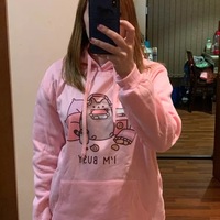 Cute Cat Game Pink Oversized Cartoon Print Casual Sweatshirt Hoodie Pullover E-Girl Kawaii Korean Japanese Harajuku Retro Streetwear Aesthetic - Thumbnail 8