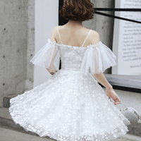 White tulle short prom dress party dress - Thumbnail 2