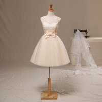 Lovely  round neck lace mini prom dress, homecoming dresses - Thumbnail 5