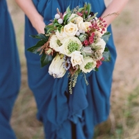 Modest Long Chiffon Bridesmaid Dresses A-line V-neck Gowns - Thumbnail 3