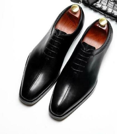 Black Leather Mid Cut Dress Customize Cheap Price Lace Up Shoes