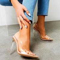 Explosive Women's Transparent Single Shoes Pointed Toe Shallow Stiletto High Heel Large Size H3851 - Thumbnail 2