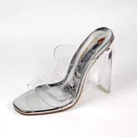 Fish Mouth Transparent Film Crystal Thick High Heel Sandals Large Size Women's Explosive Shoes L7541 - Thumbnail 2