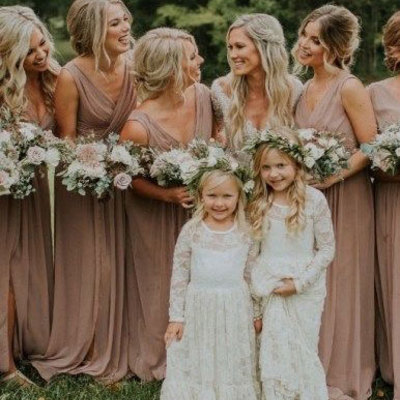 V neck long bridesmaid dresses for wedding party - Thumbnail 3