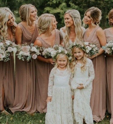 V Neck Long Bridesmaid Dresses for Wedding Party