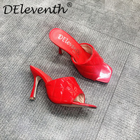 High heels square toe small fragrant wine glass high heel sandals slippers large size 43 G6755 - Thumbnail 3