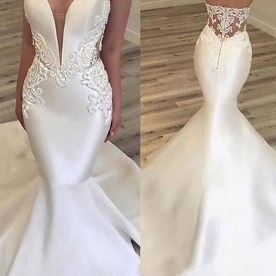 Mermaid wedding dresses bridal gown with appliques - Thumbnail 5