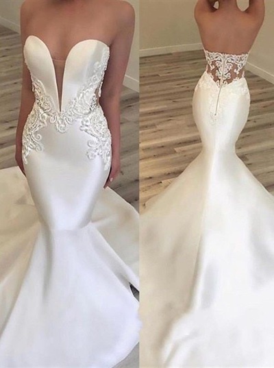 Mermaid Wedding Dresses Bridal Gown with Appliques