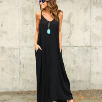 Sleeveless Sexy Sling Pocket Beach Dress - Thumbnail 1