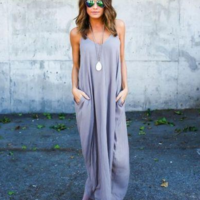 Sleeveless Sexy Sling Pocket Beach Dress - Thumbnail 4