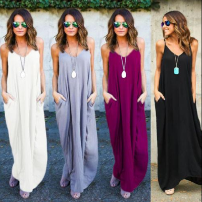 Sleeveless sexy sling pocket beach dress - Thumbnail 4