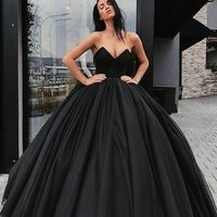 Ball Gown Yellow Tulle Satin Long Prom Dresses, V Neck Princess Dresses - Thumbnail 2